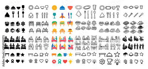 Dining icons and table settings collection