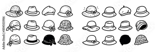 Women's Hat Doodle Grid