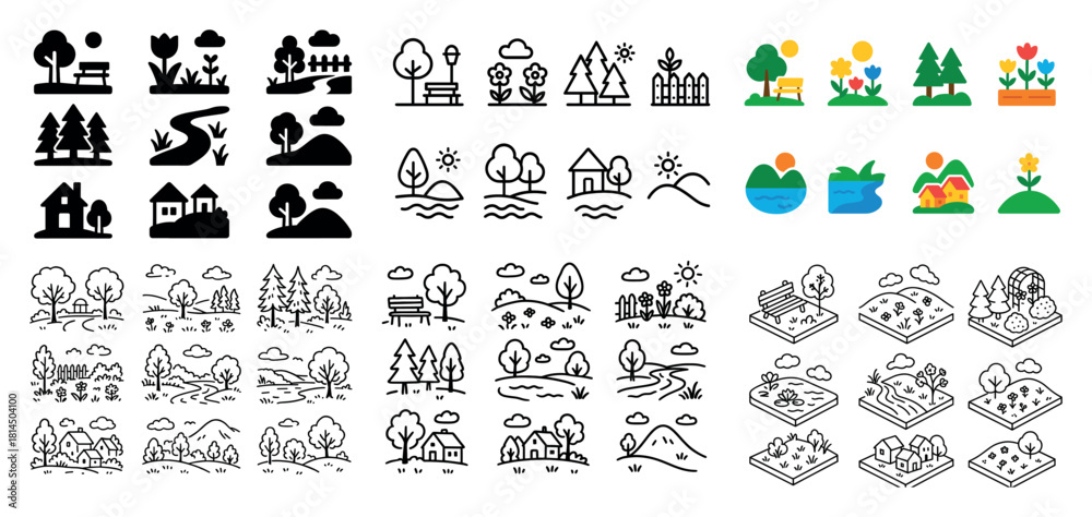 Fototapeta premium Simple nature icon set collection