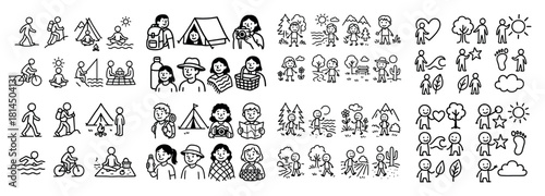 Outdoor adventure icons collection