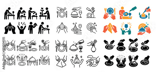 Dining etiquette icon set collection