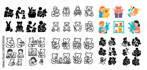 Cute teddy bear gift illustrations