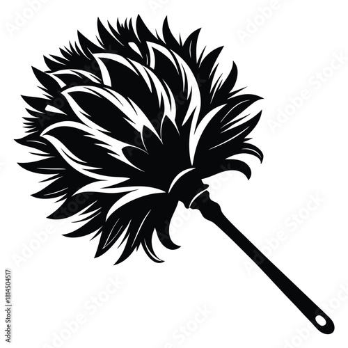 feather duster black and white silhouette on white background