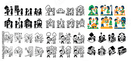 Diverse community interactions illustration