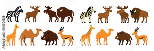 Colorful Hoofed Animals Icons