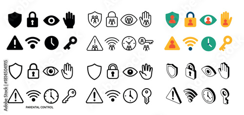 Security and safety icons collection