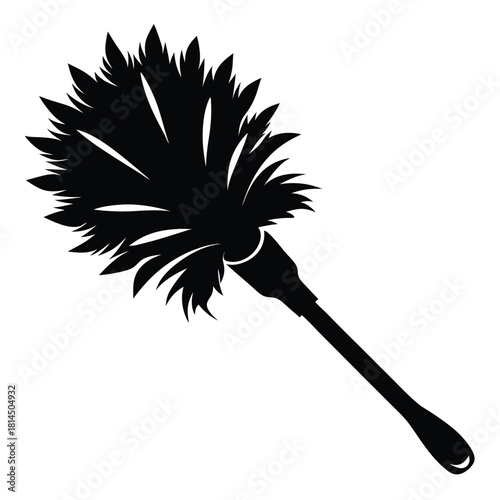 feather duster black and white silhouette on white background