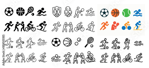Icon set of various sports activities