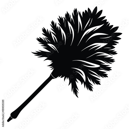 feather duster black and white silhouette on white background