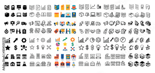 Diverse icon set for business and industry