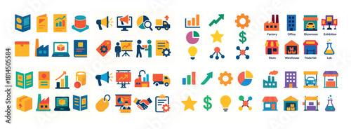 Colorful business and industry icons