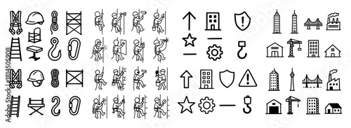 Construction and climbing equipment icons