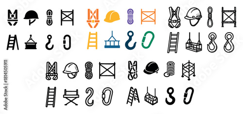 Safety equipment icons collection