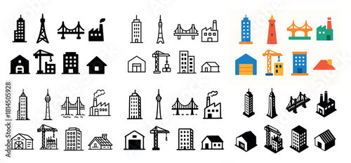 Urban icon set: buildings and structures