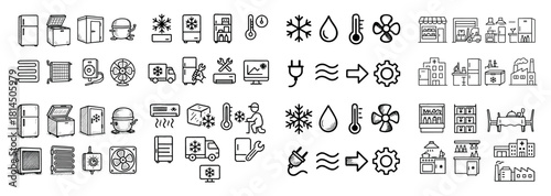 Home appliances and hvac icons set