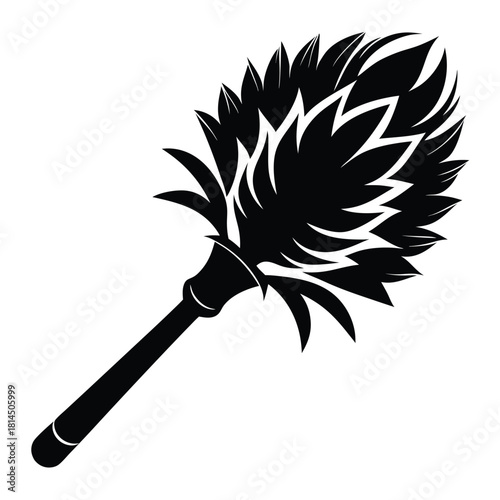 feather duster black and white silhouette on white background