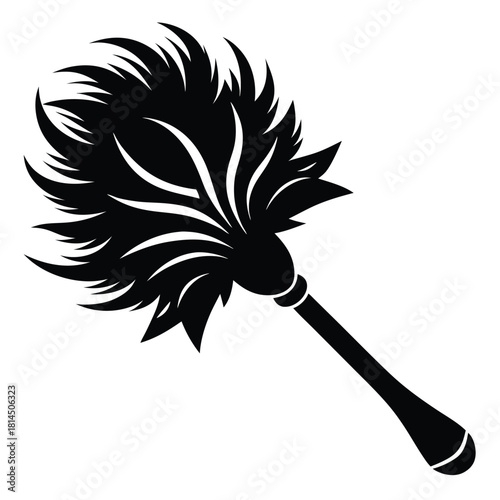 feather duster black and white silhouette on white background