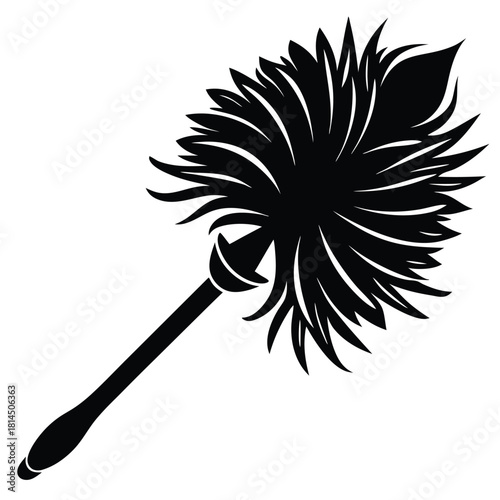 feather duster black and white silhouette on white background