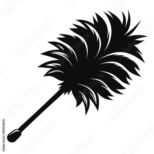 feather duster black and white silhouette on white background