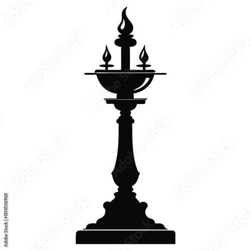 european candlestick black and white silhouette