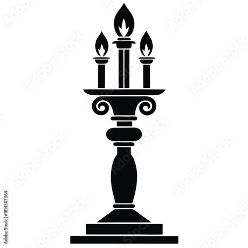 european candlestick black and white silhouette