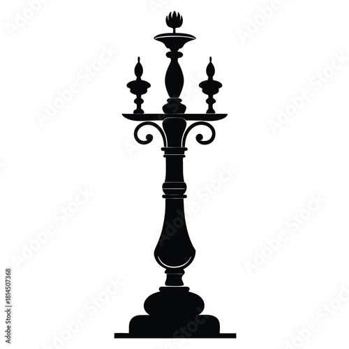 european candlestick black and white silhouette