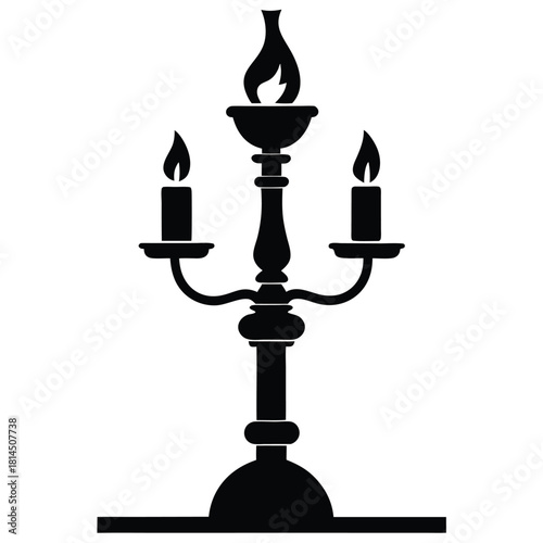european candlestick black and white silhouette