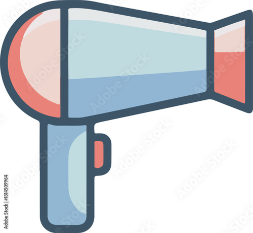 Hair dryer vector in light blue and pink for personal care and beauty industry products