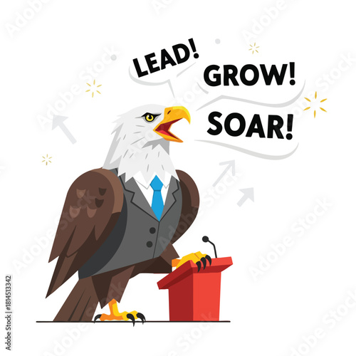 Leader Eagle in Business Suit at Podium