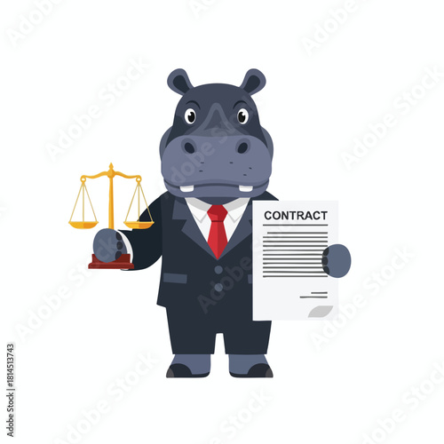 Hippo Lawyer Holding Contract and Scales of Justice
