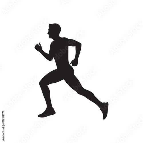 Marathon runner men silhouette icon vector flat design