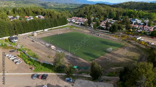 Community Soccer Field in Villa La Angostura, Argentine Patagonia. Sports promotion, social inclusion, and community development,