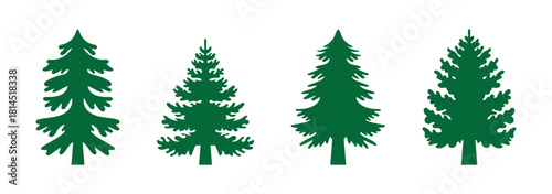 Tree silhouette set, pine and deciduous icons, forest vector clipart, black trees, nature graphic, stylized shapes, foliage illustration