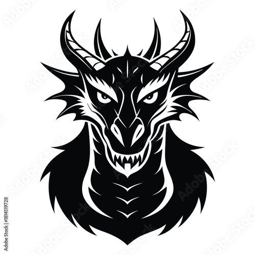 Wallpaper Mural dragon head black and white silhouette on white background Torontodigital.ca