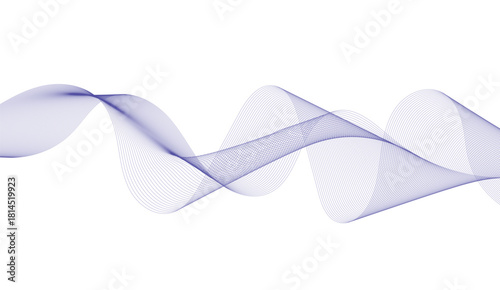 Abstract wave element for design. Digital frequency track equalizer. Stylized line art background. Vector illustration. Wave with lines created using blend tool. Curved wavy line, smooth stripe.