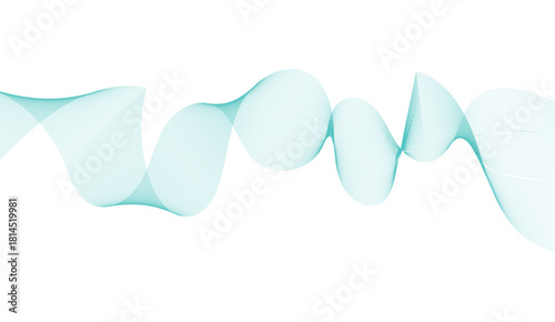 Dynamic sound wave isolated on white background. Musical particle pulsing. Blue energy flow concept.