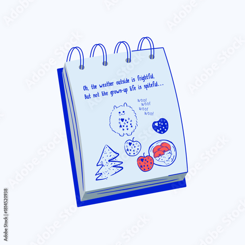 Spiral Notebook with Doodle Elements