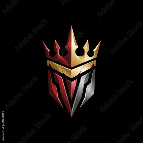 Modern King Crown Esport Gaming Logo, Royal Shield Crest Vector