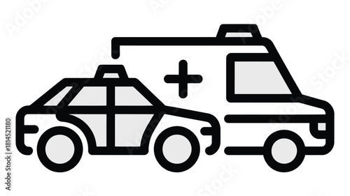 Emergency rescue service vector graphic with ambulance and car design