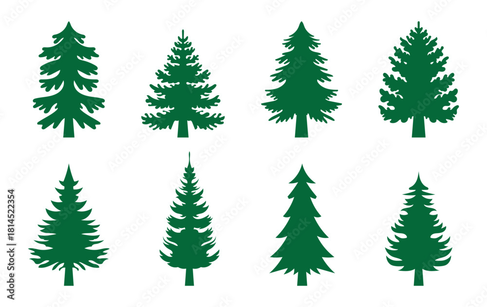Obraz premium christmas tree silhouette vector icons collection isolated on white background.Christmas Vector Icon Set.