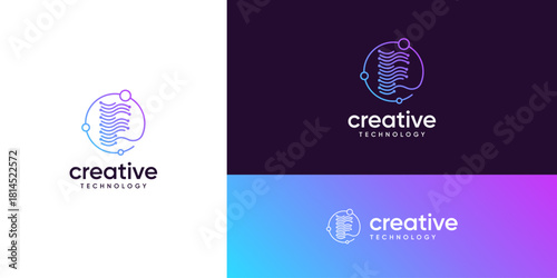 Abstract letter F logos with wave dots and lines connected ideas. Global network tech sphere design concept. Creative vector illustration based icons template.