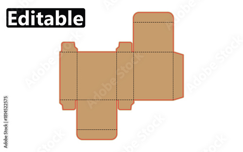 Editable carton box die-cut packaging template vector graphic