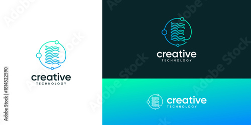 Abstract letter E logos with wave dots and lines connected ideas. Global network tech sphere design concept. Creative vector illustration based icons template.