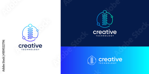 Abstract letter i logos with wave dots and lines connected ideas. Global network tech sphere design concept. Creative vector illustration based icons template.