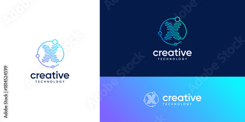 Abstract letter X logos with wave dots and lines connected ideas. Global network tech sphere design concept. Creative vector illustration based icons template.