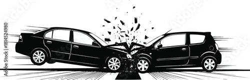 Silhouette vector of  car wreck illustration, traffic danger vector