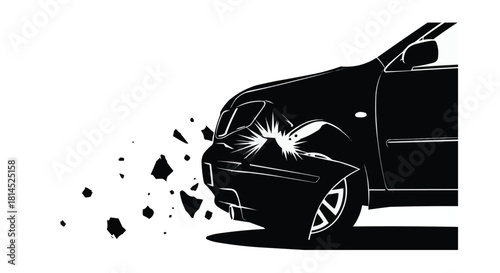Silhouette vector of  Side-Impact (T-Bone) Collision