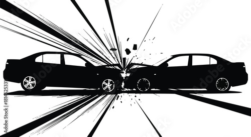 Silhouette vector of  car collision 