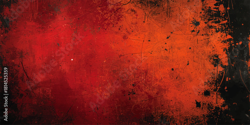Abstract vivid red and white grunge background with paint splatters. Layered splashes, scattered paint marks, Irregular splashes, blotches, streaks, and textured areas opacity with modern.
