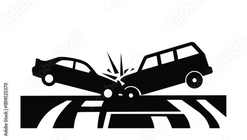 Silhouette vector of  Head-On Car Crash